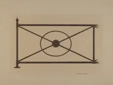 Balcony Railing with Cast Rosette, c. 1940. Creator: Raymond Neumann
