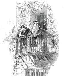 Balcony scene, at Andalusia, 1845. Creator: Unknown