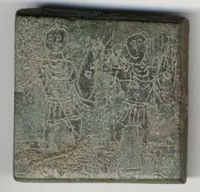 Balance Weight with Two Emperors Hunting a Snake, Byzantine, 4th-5th century. Creator: Unknown