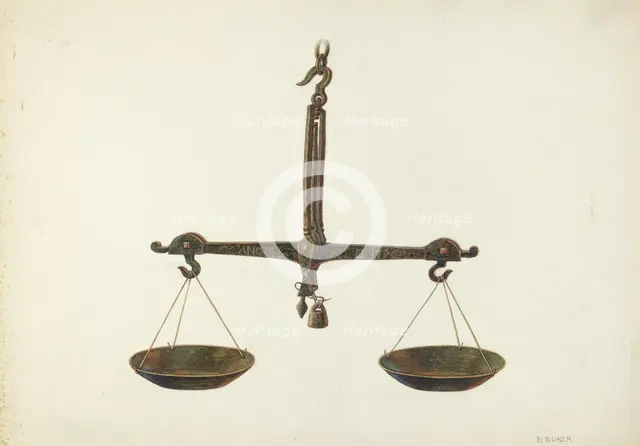 Balance Scales, c. 1939. Creator: Ruth Buker.