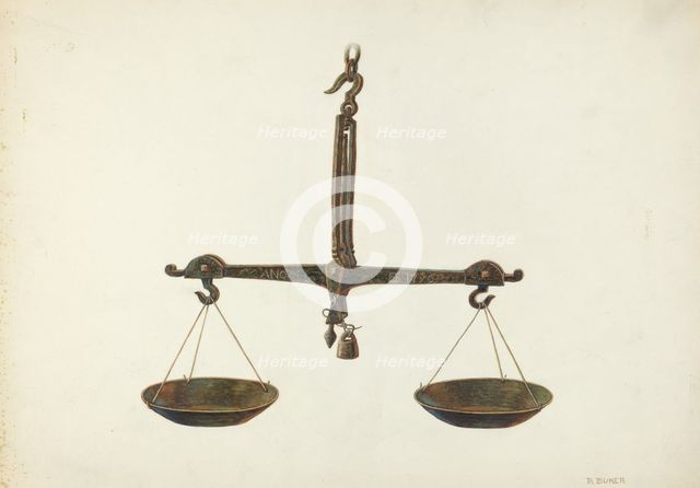 Balance Scales, c. 1939. Creator: Ruth Buker.