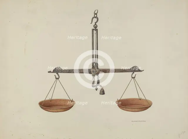 Balance Scales, c. 1940. Creator: William Kieckhofel.