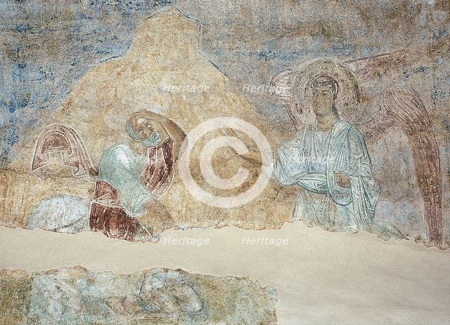 Balaam and the angel. Artist: Ancient Russian frescos  