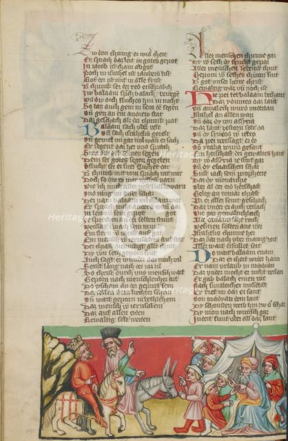 Balaam Blessing the People of Israel; Weltchronik, about 1400-1410. Creator: Unknown.
