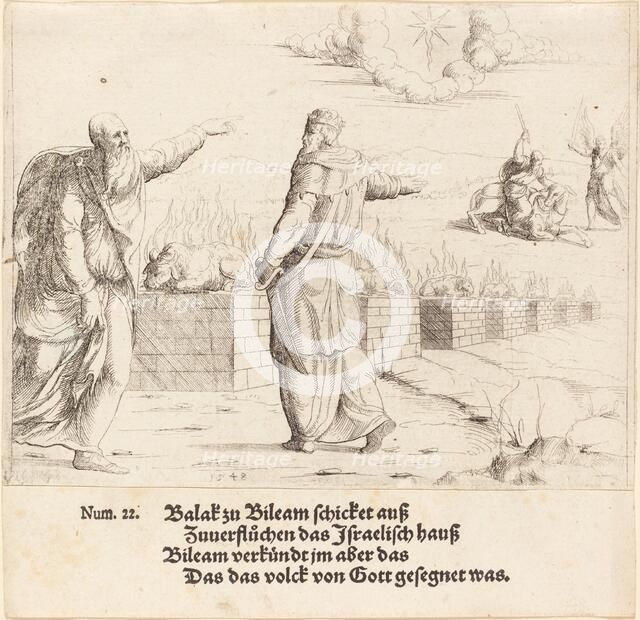 Balak's Sacrifice, and Balaam's Prophecy, 1548. Creator: Augustin Hirschvogel.