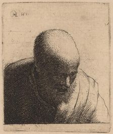 Bald Man with Open Mouth, Looking Down, c. 1630. Creator: Rembrandt Harmensz van Rijn