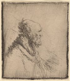 Bald Old Man with a Short Beard in Profile, c. 1635. Creator: Rembrandt Harmensz van Rijn