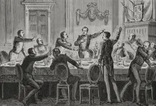 Baldomero Espartero holding a banquet with all his officers and Baron Nordenflicht..., 1879. Creator: Unknown