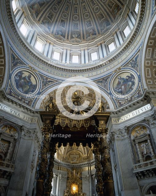 Baldachin of Saint Peter, Saint Peter's Basilica, Vatican City, Rome, Italy,1623 (2000). Creator: Unknown.
