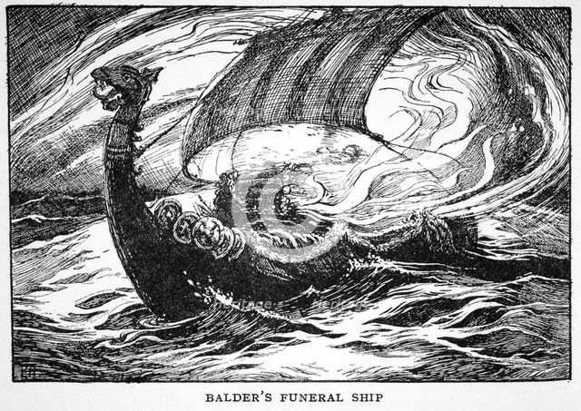 'Balder's Funeral Ship', 1925.  Creator: Unknown.