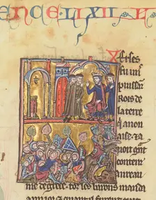 Baldwin II and Templars. Miniature from the "Historia" by William of Tyre , 13th century. Creator: Anonymous