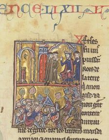 Baldwin II and Templars. Miniature from the "Historia" by William of Tyre , 13th century. Creator: Anonymous