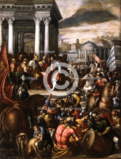 Baldwin IX of Flanders is elected the first Latin Emperor of Constantinople on... Early 17th cen. Creator: Vicentino, Andrea (c. 1542-1617).