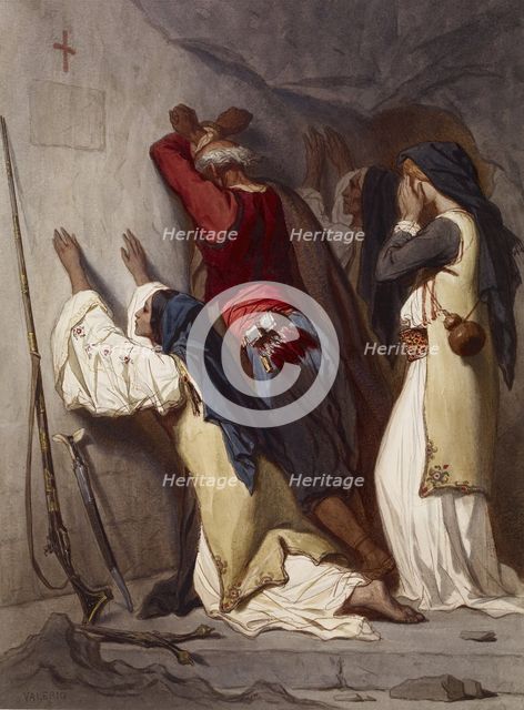 Balkan Peasants Praying in Cave Chapel, c1867 (?). Creator: Théodore Valerio.