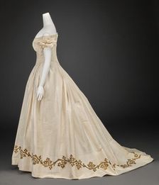 Ball Gown (Bodice, Skirt), 1860s. Creator: Unknown