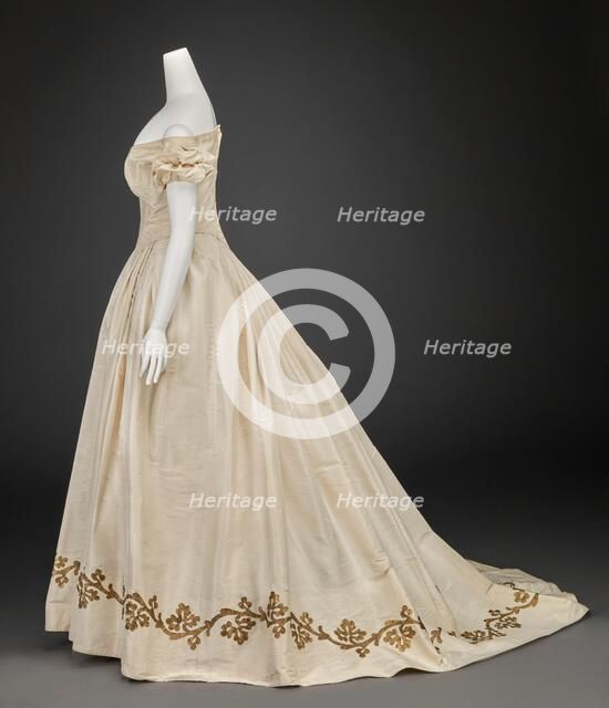 Ball Gown (Bodice, Skirt), 1860s. Creator: Unknown.