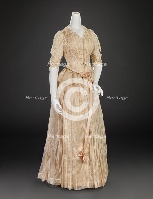 Ball Gown (Bodice, Skirt, Shawl), 1889. Creator: Louis Valentin.