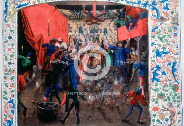 'Ball of the Burning Men', 1393. (c1470). Artist: Unknown