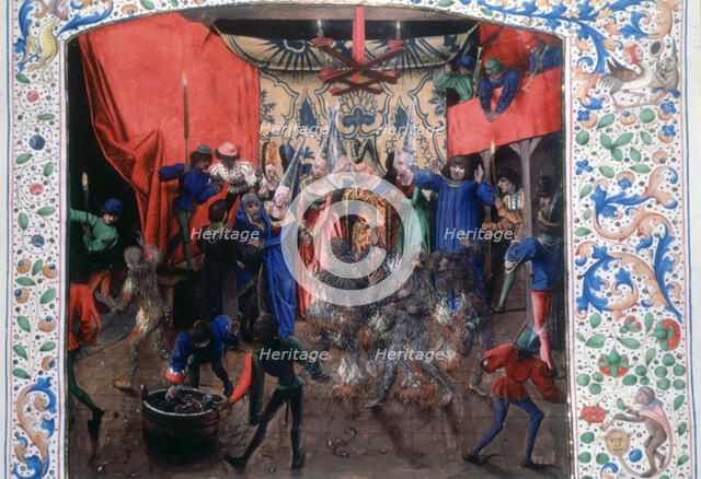 'Ball of the Burning Men', 1393. (c1470). Artist: Unknown