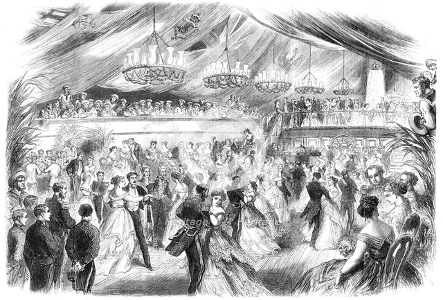 Ball on board H.M.S. Royal Alfred, the flagship of Admiral Sir R. Mundy, at Barbadoes, 1868. Creator: Unknown.