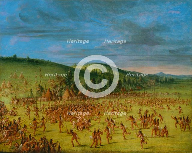 Ball-play of the Choctaw--Ball Up, 1846-1850. Creator: George Catlin.