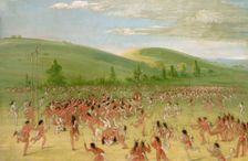 Ball-play of the Choctaw--ball up, 1834-1835. Creator: George Catlin
