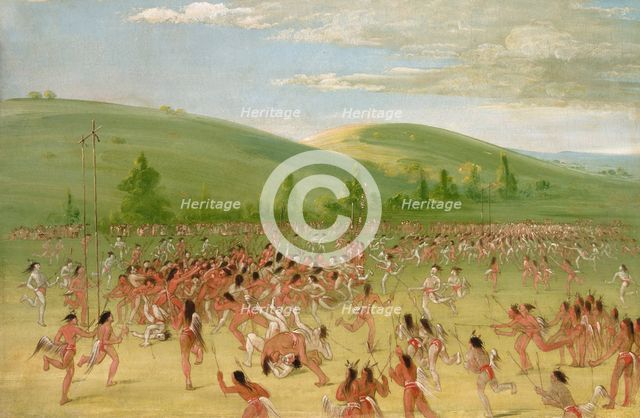 Ball-play of the Choctaw--ball up, 1834-1835. Creator: George Catlin.