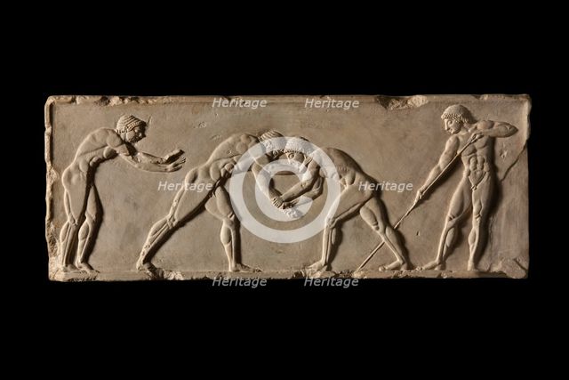 Ball-player base, front side. Part of ball-player base of Endoios. From Athens, c 510 BC. Artist: Endoeus.