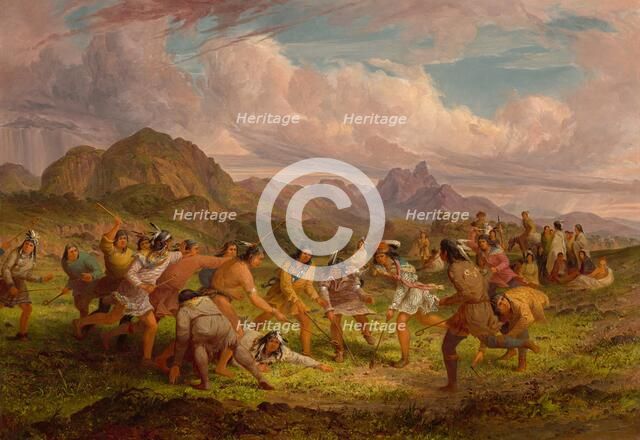 Ball Playing among the Sioux Indians, 1851. Creator: Seth Eastman.