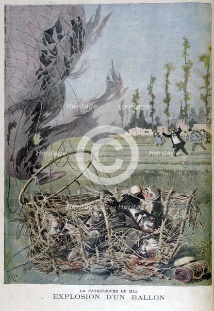 Balloon explosion in Hal, Belgium, 1895.  Artist: Henri Meyer