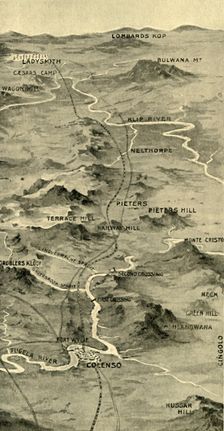 Balloon Map Illustrating the Battle of Pieters and Relief of Ladysmith 1900. Creator: Unknown