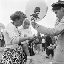 Balloon seller, East Sussex, 1959. Artist: John Gay