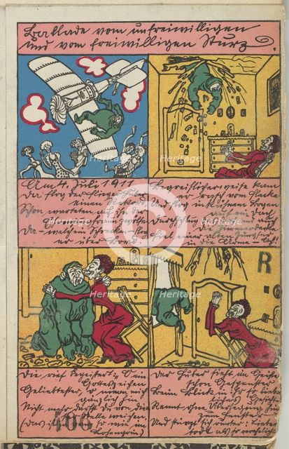 Ballad of the Involuntary and Voluntary Fall (Ballade vom unfreiwilligen und vom freiwilli..., 1911. Creator: Moritz Jung.