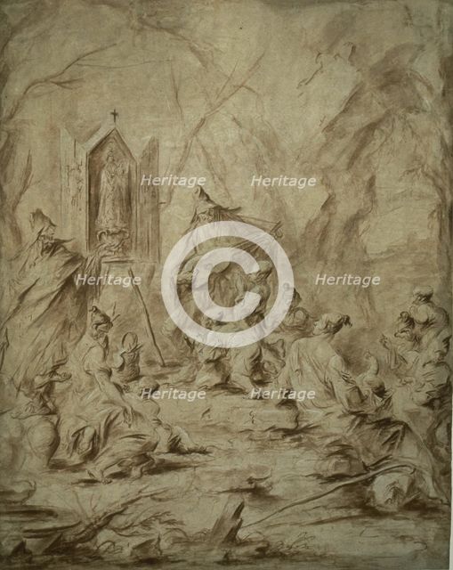 Ballad Singer at a Shrine of the Virgin, 1720/25. Creator: Alessandro Magnasco.