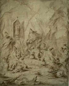 Ballad Singer at a Shrine of the Virgin, 1720/25. Creator: Alessandro Magnasco