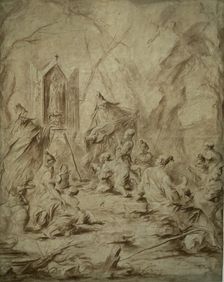Ballad Singer at a Shrine of the Virgin, 1720/25. Creator: Alessandro Magnasco