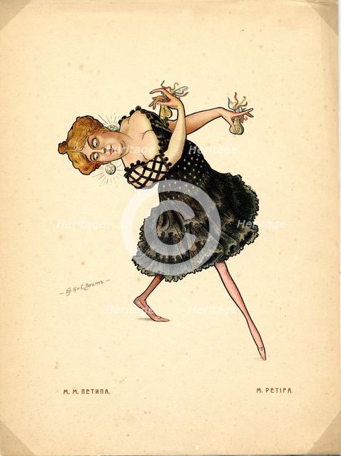 Ballet dancer Marie Petipa (From: Russian Ballet in Caricatures), 1902-1905. Artist: Legat, Nikolai Gustavovich (1869-1937)