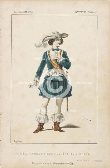 Ballet dancer Marius Petipa (1818-1910) in ballet La filleule des fées by Adolphe Adam, 1849. Creator: Lacauchie, Alexandre (active 1833-1846).