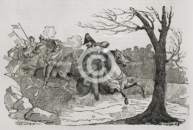 Balmaseda's flight, First Carlist War (1833-1840), 1842.  Creator: Manuel Miranda.