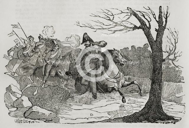 Balmaseda's flight, First Carlist War (1833-1840), 1842.  Creator: Manuel Miranda.
