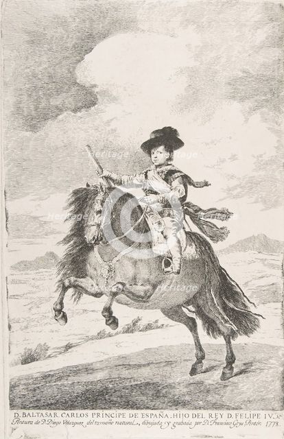 Baltasar Carlos, Prince of Spain and Son of Philip IV (D. Baltasar Carlos Principe de Espa..., 1778. Creator: Francisco Goya.