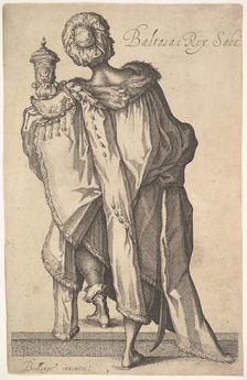 Balthasar, after figure in "The Adoration of the Magi" by Jacques Bellange, ca. 1610-50. Creator: Matthaus Merian
