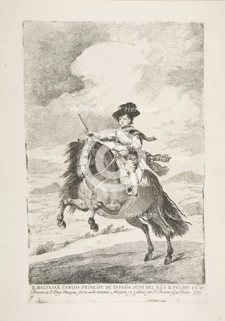 Balthasar Carlos, Prince of Spain and Son of Philip IV (D. Baltasar Carlos Principe de Esp..., 1778. Creator: Francisco Goya.