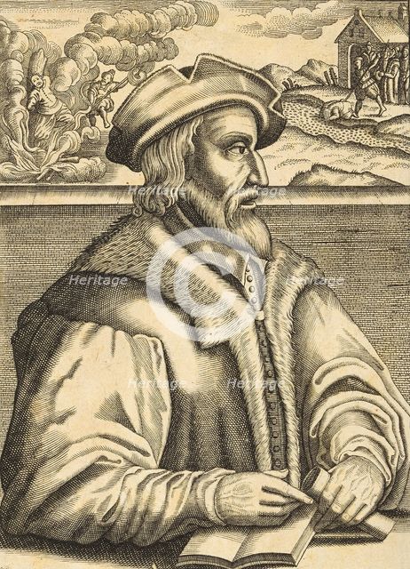 Balthasar Hubmaier, burned for heresy in Vienna, 1609.