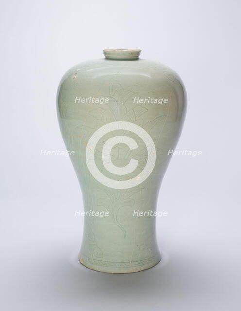 Baluster-Shaped Vase with Lotus Flowers, Korea, Goryeo dynasty (918-1392), late 12th/early 13th cent Creator: Unknown.