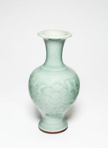 Baluster-Shaped Vase with Peony Flowers, Qing dynasty (1644-1911), 18th/19th century. Creator: Unknown