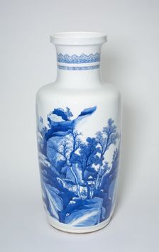Baluster Vase with Figures and Pavillions amid Mountainous..., Qing dynasty, (1662-1722). Creator: Unknown
