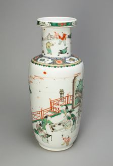 Baluster Vase with Women Performing the "Four Accomplishments"..., Qing dynasty, (1662-1722). Creator: Unknown