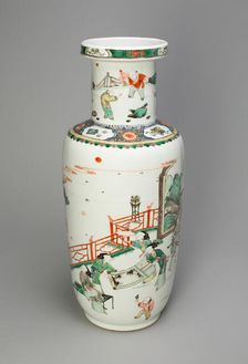 Baluster Vase with Women Performing the "Four Accomplishments"..., Qing dynasty, (1662-1722). Creator: Unknown