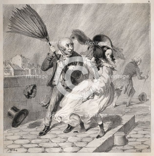 Bambochades: Vois-tu que mon baromêtre est au beau!...cest un riche temps pour..., 1841. Creator: Clémente Pruche (French, 1831-1870).